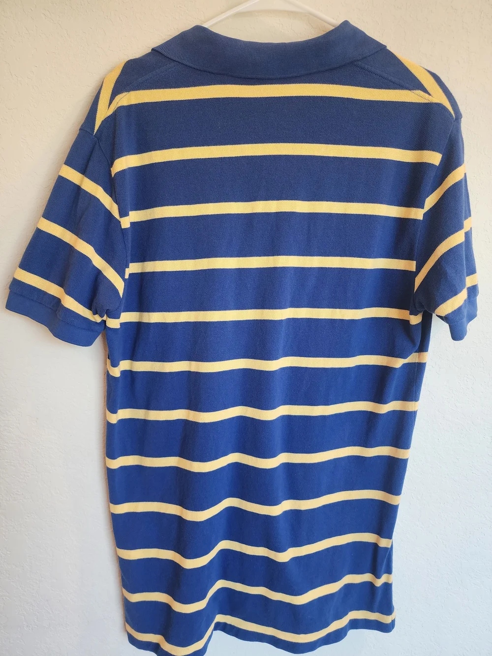 Ralph Lauren Blue Polo with Yellow Stripes and Red Logo